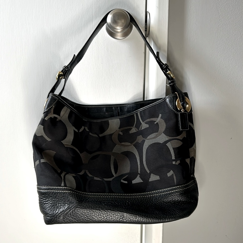 COACH signature tote- Black grey